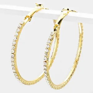 Crystal Rhinestone Hoops on Gold | 2.25" | 206046