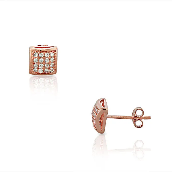 Crystal Rose Square Studs