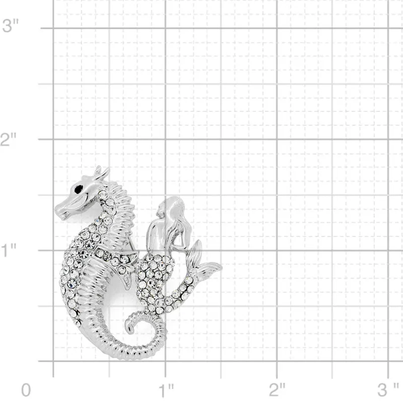 Crystal Seahorse And Mermaid Pin Brooch