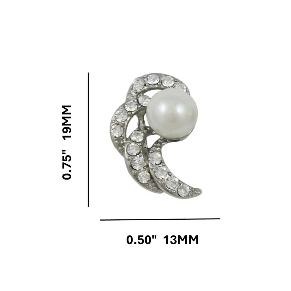 Crystal Waves with White Imitation Pearl Clip Earring - PRE813C