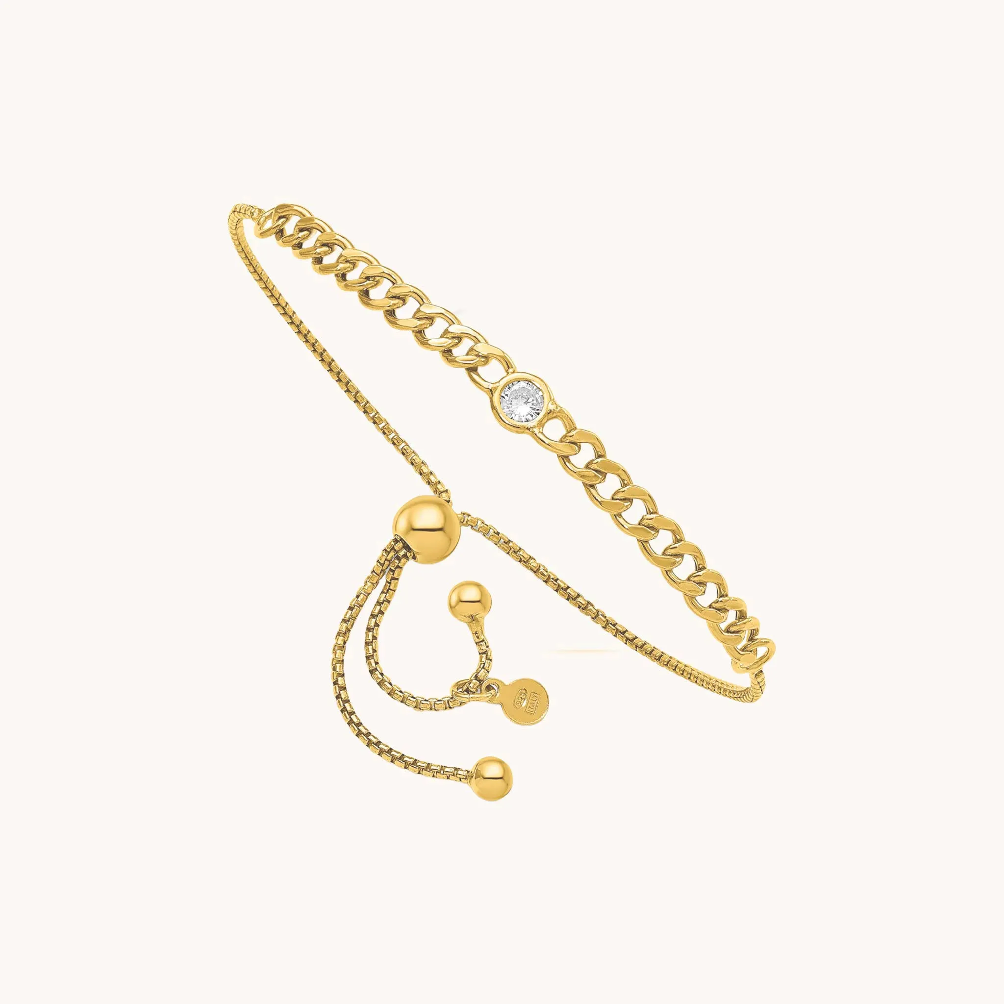Cuban Link Cubic Zirconia Bolo Bracelet
