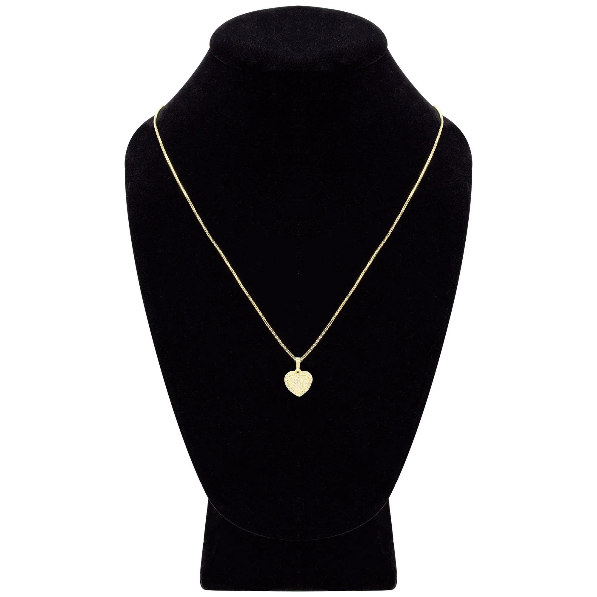 Cubic Zirconia 14K Gold Filled Dual Heart Pendant Necklace Set