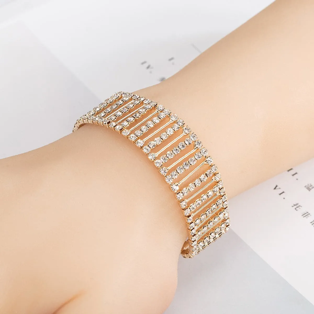 Cubic Zirconia & 18K Gold-Plated Prong Bracelet