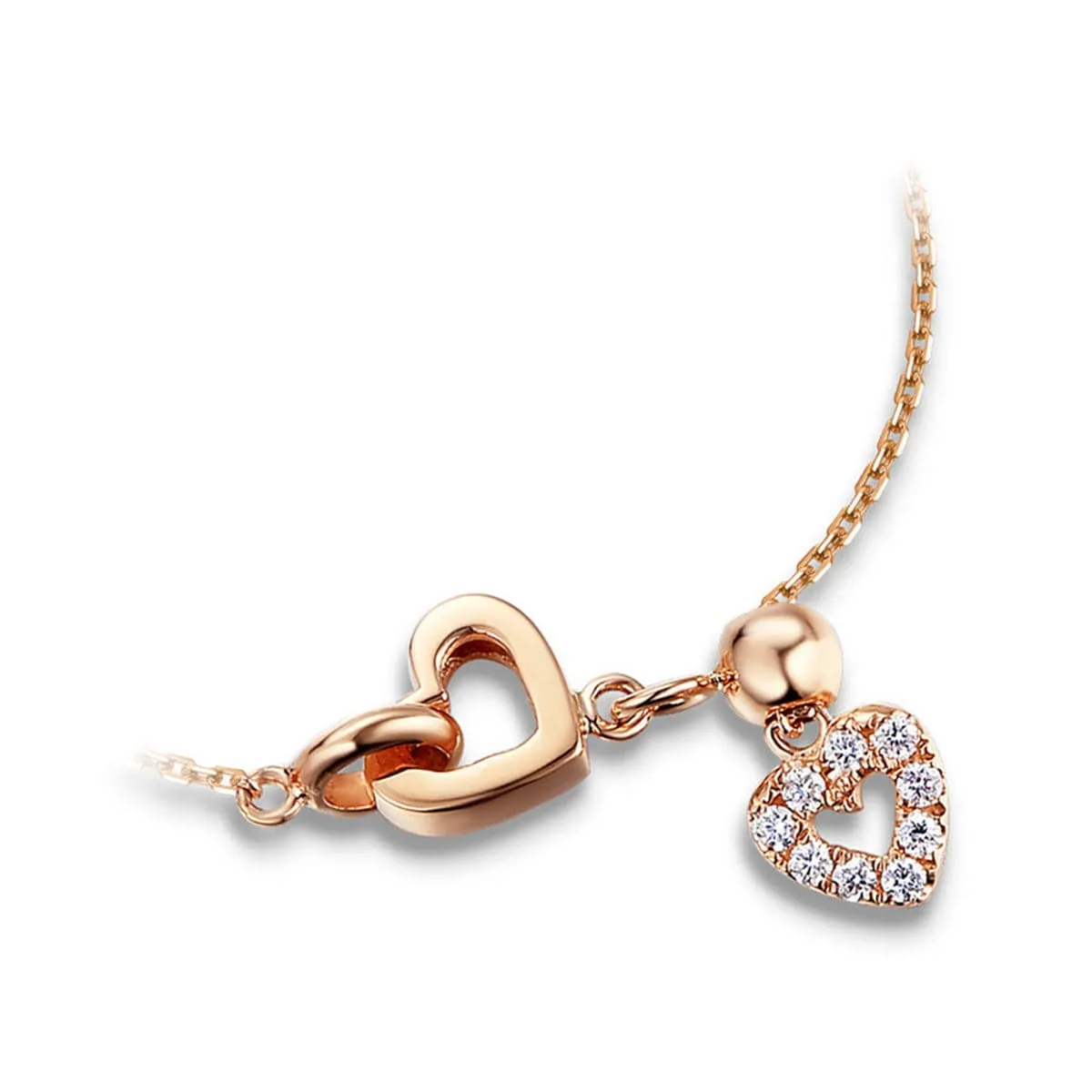 Cubic Zirconia & 18K Rose Gold-Plated Heart Bracelet