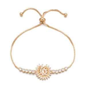 Cubic Zirconia & Crystal 18K Gold-Plated Feather Adjustable Bracelet