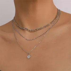 Cubic Zirconia & Silver-Plated Layered Chain Necklace Set
