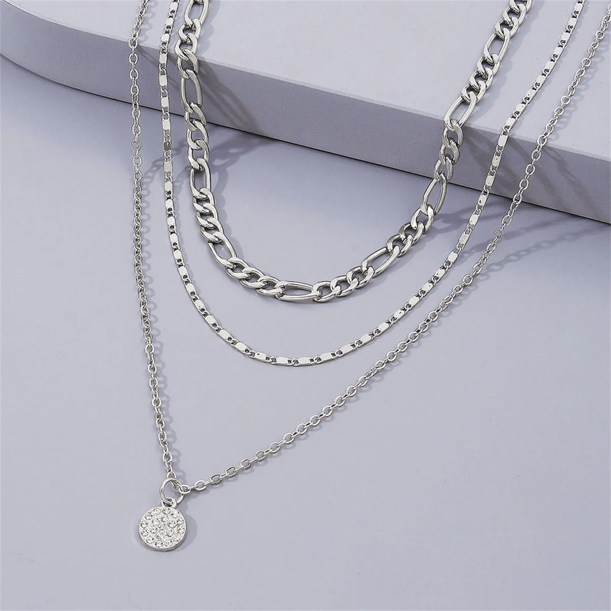 Cubic Zirconia & Silver-Plated Layered Chain Necklace Set