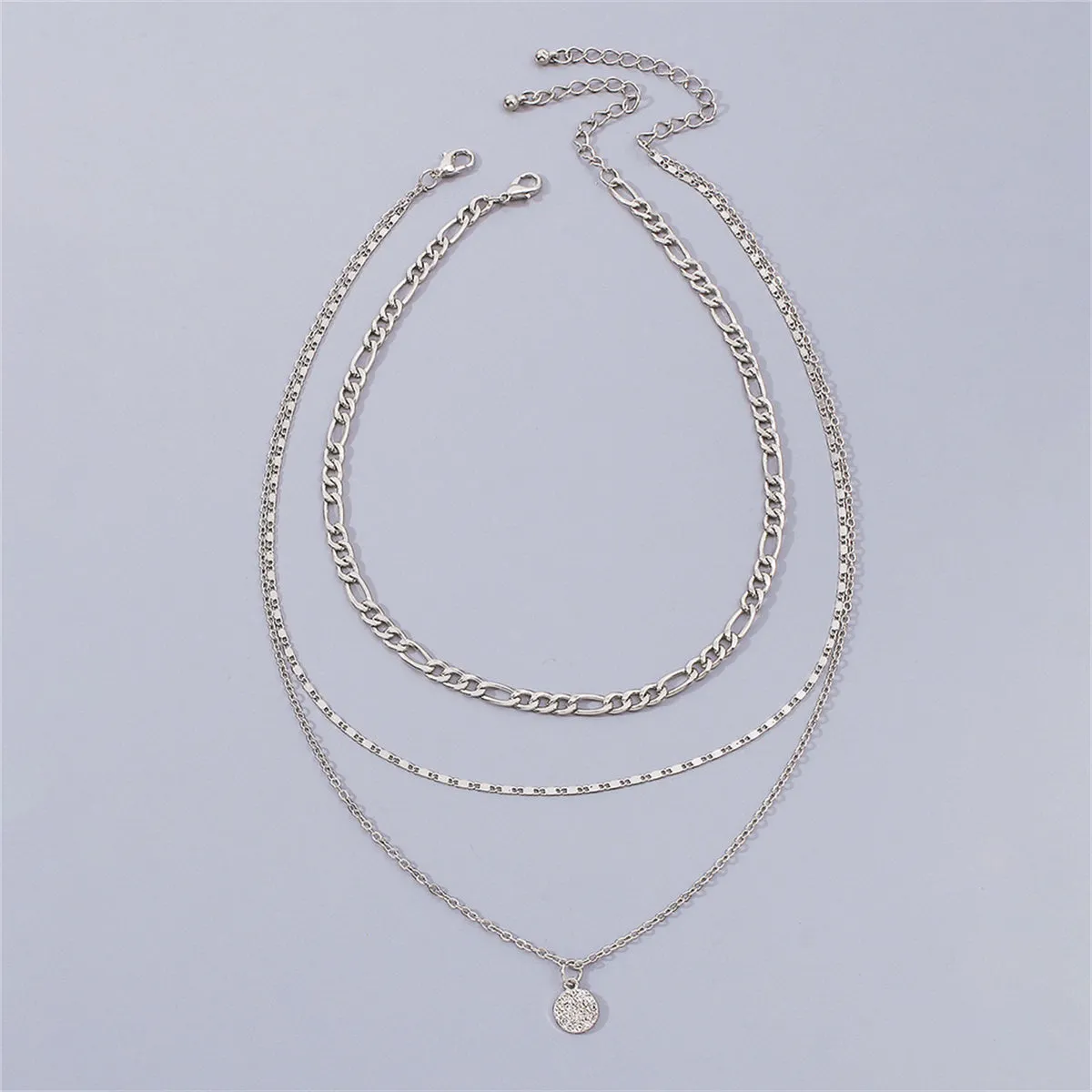 Cubic Zirconia & Silver-Plated Layered Chain Necklace Set