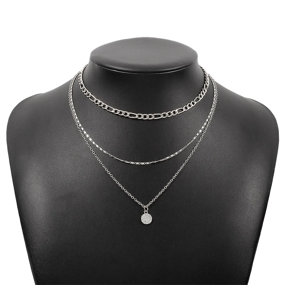 Cubic Zirconia & Silver-Plated Layered Chain Necklace Set