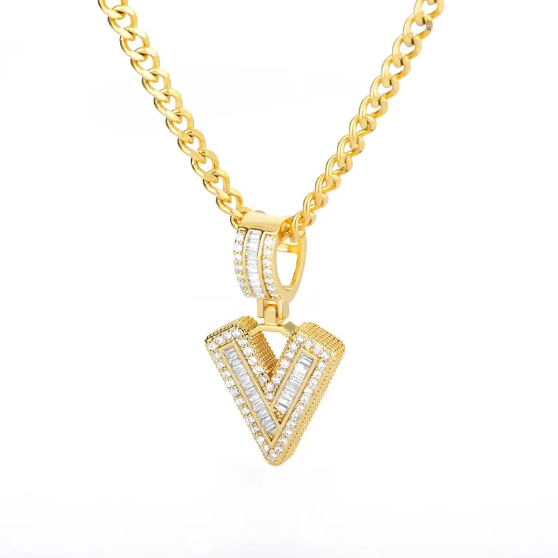Cubic Zirconia Letters A-Z Pendant Necklaces Iced Out Rock Candy Style Initial Charms Necklace Fantastic Jewelry Gift