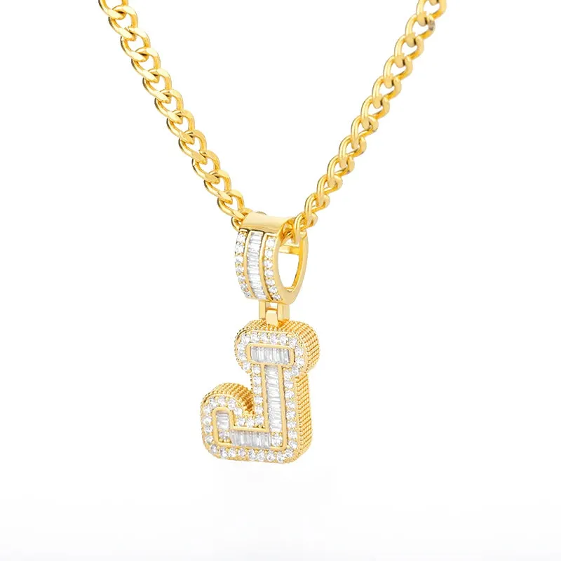 Cubic Zirconia Letters A-Z Pendant Necklaces Iced Out Rock Candy Style Initial Charms Necklace Fantastic Jewelry Gift