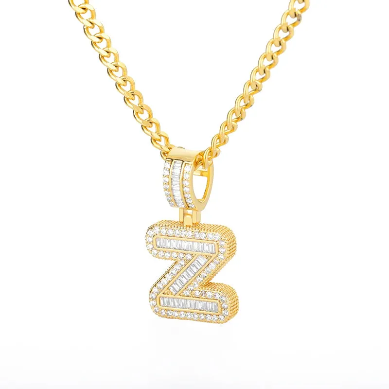 Cubic Zirconia Letters A-Z Pendant Necklaces Iced Out Rock Candy Style Initial Charms Necklace Fantastic Jewelry Gift