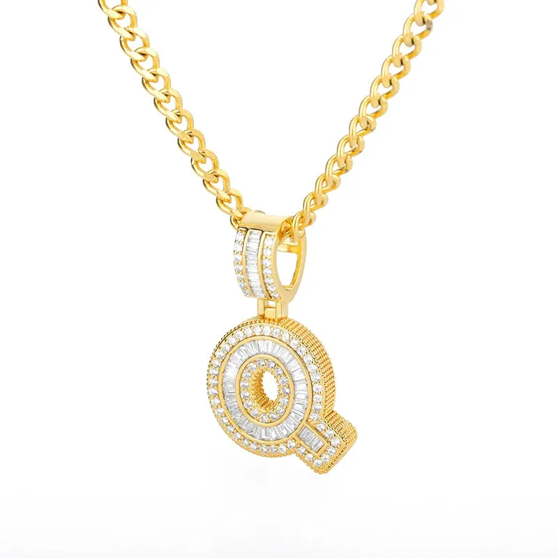 Cubic Zirconia Letters A-Z Pendant Necklaces Iced Out Rock Candy Style Initial Charms Necklace Fantastic Jewelry Gift