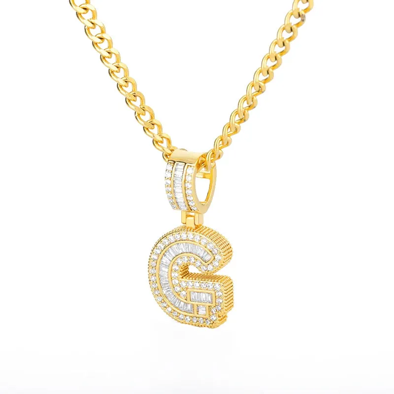Cubic Zirconia Letters A-Z Pendant Necklaces Iced Out Rock Candy Style Initial Charms Necklace Fantastic Jewelry Gift
