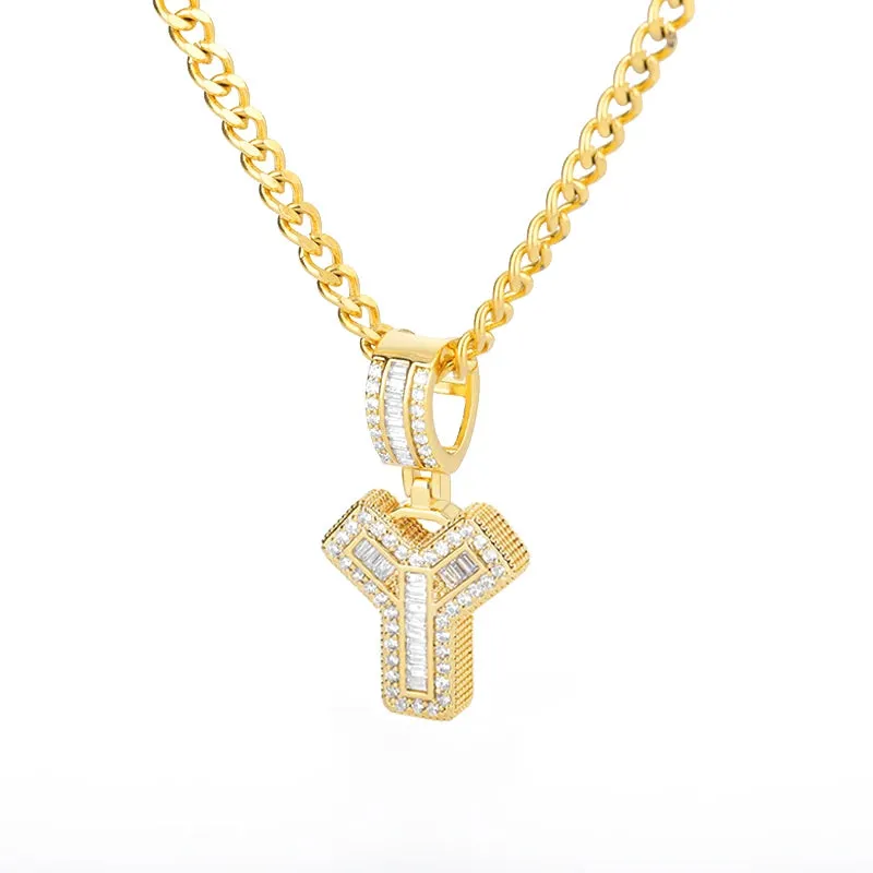 Cubic Zirconia Letters A-Z Pendant Necklaces Iced Out Rock Candy Style Initial Charms Necklace Fantastic Jewelry Gift