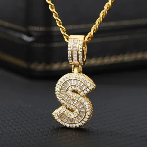 Cubic Zirconia Letters A-Z Pendant Necklaces Iced Out Rock Candy Style Initial Charms Necklace Fantastic Jewelry Gift