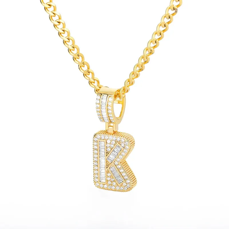 Cubic Zirconia Letters A-Z Pendant Necklaces Iced Out Rock Candy Style Initial Charms Necklace Fantastic Jewelry Gift
