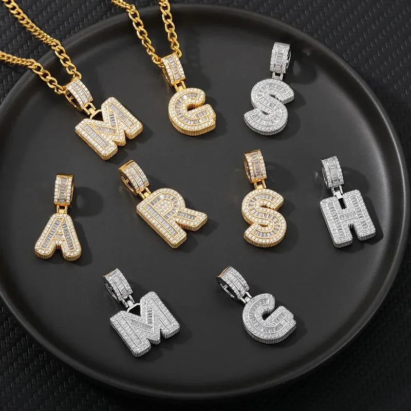 Cubic Zirconia Letters A-Z Pendant Necklaces Iced Out Rock Candy Style Initial Charms Necklace Fantastic Jewelry Gift