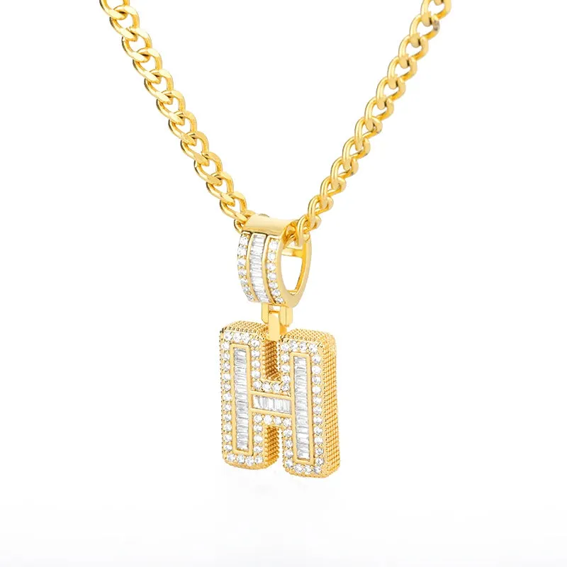 Cubic Zirconia Letters A-Z Pendant Necklaces Iced Out Rock Candy Style Initial Charms Necklace Fantastic Jewelry Gift