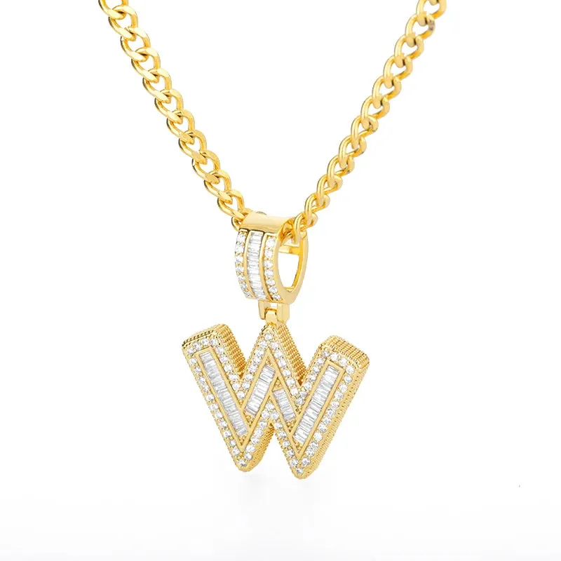 Cubic Zirconia Letters A-Z Pendant Necklaces Iced Out Rock Candy Style Initial Charms Necklace Fantastic Jewelry Gift