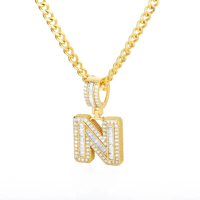 Cubic Zirconia Letters A-Z Pendant Necklaces Iced Out Rock Candy Style Initial Charms Necklace Fantastic Jewelry Gift