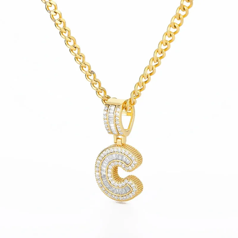 Cubic Zirconia Letters A-Z Pendant Necklaces Iced Out Rock Candy Style Initial Charms Necklace Fantastic Jewelry Gift