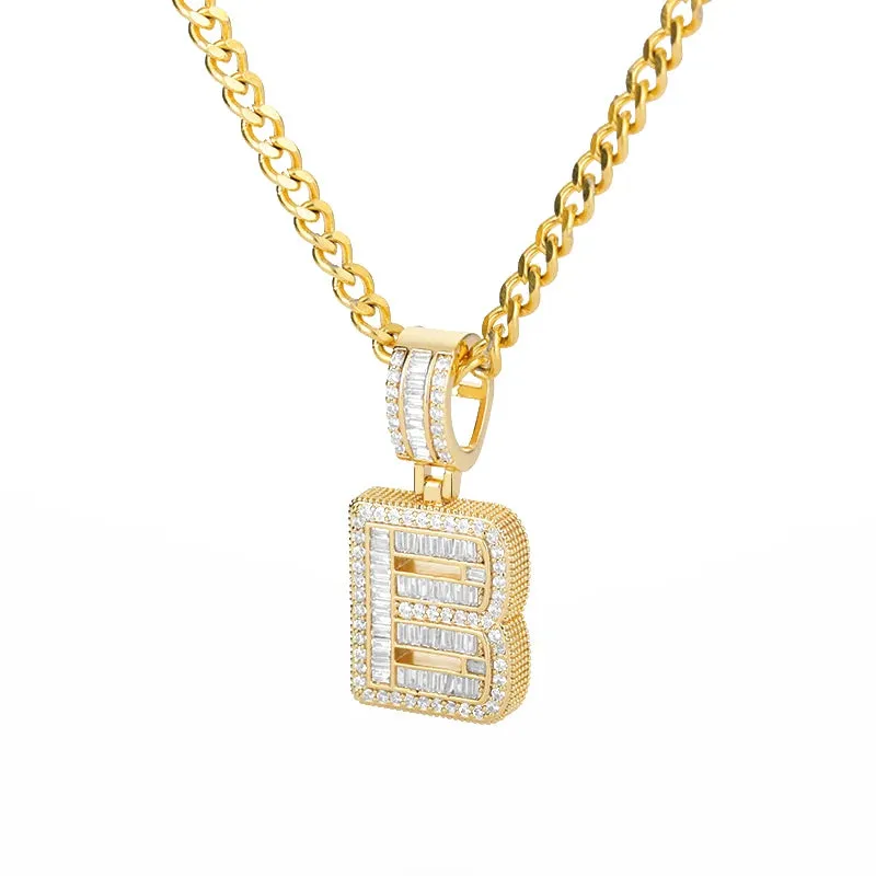 Cubic Zirconia Letters A-Z Pendant Necklaces Iced Out Rock Candy Style Initial Charms Necklace Fantastic Jewelry Gift