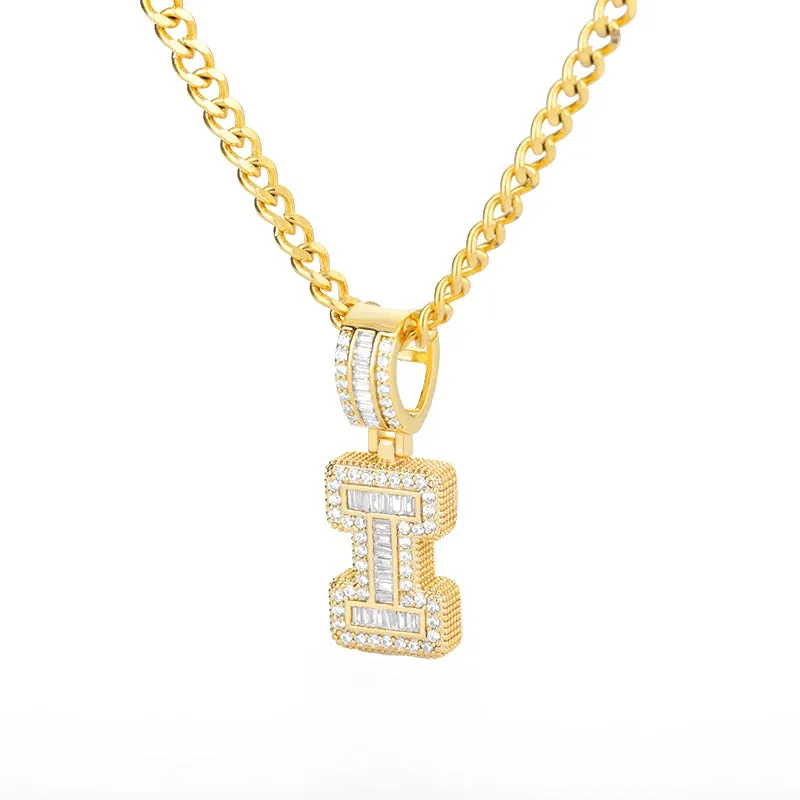 Cubic Zirconia Letters A-Z Pendant Necklaces Iced Out Rock Candy Style Initial Charms Necklace Fantastic Jewelry Gift