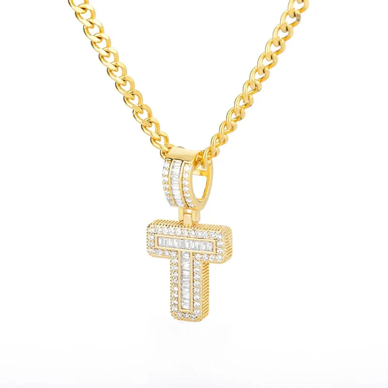 Cubic Zirconia Letters A-Z Pendant Necklaces Iced Out Rock Candy Style Initial Charms Necklace Fantastic Jewelry Gift