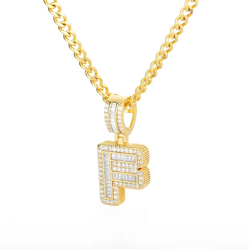 Cubic Zirconia Letters A-Z Pendant Necklaces Iced Out Rock Candy Style Initial Charms Necklace Fantastic Jewelry Gift