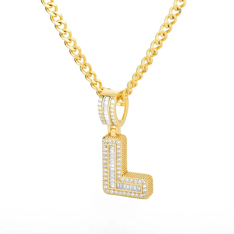 Cubic Zirconia Letters A-Z Pendant Necklaces Iced Out Rock Candy Style Initial Charms Necklace Fantastic Jewelry Gift
