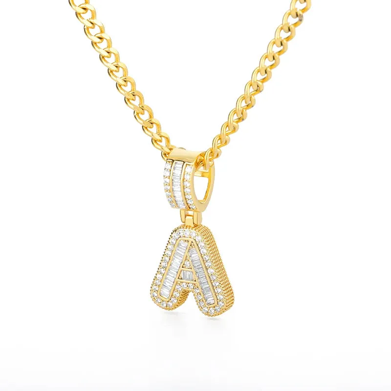 Cubic Zirconia Letters A-Z Pendant Necklaces Iced Out Rock Candy Style Initial Charms Necklace Fantastic Jewelry Gift
