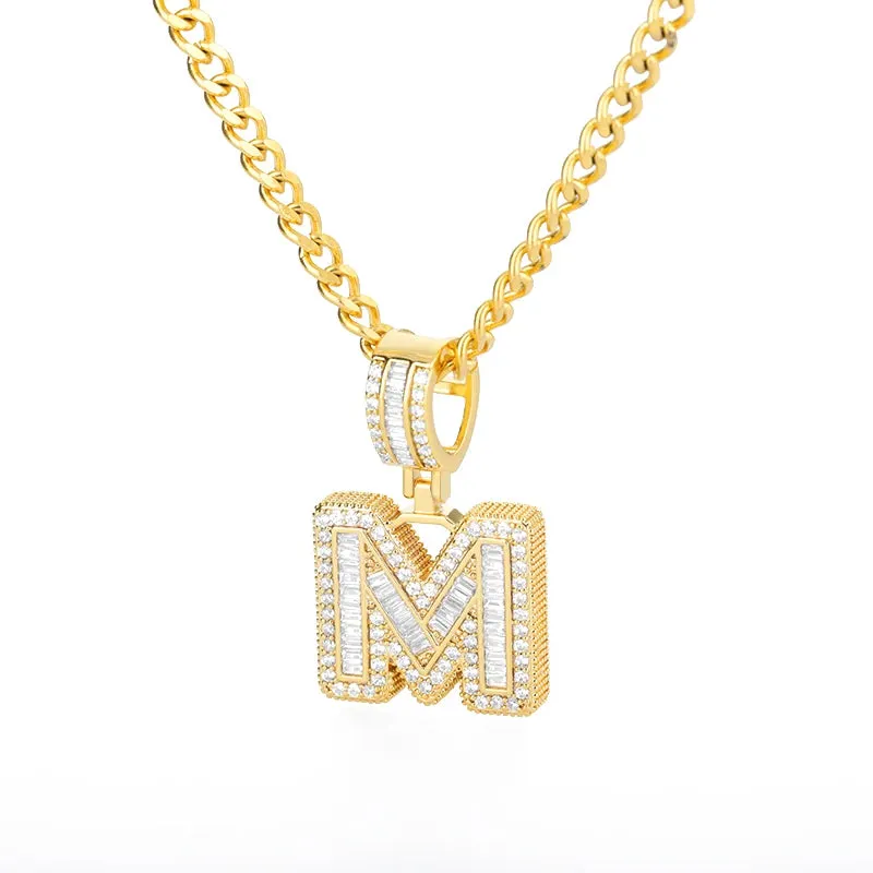 Cubic Zirconia Letters A-Z Pendant Necklaces Iced Out Rock Candy Style Initial Charms Necklace Fantastic Jewelry Gift