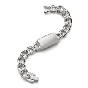 Curb Link Bracelet With Silver Rectangular Locket