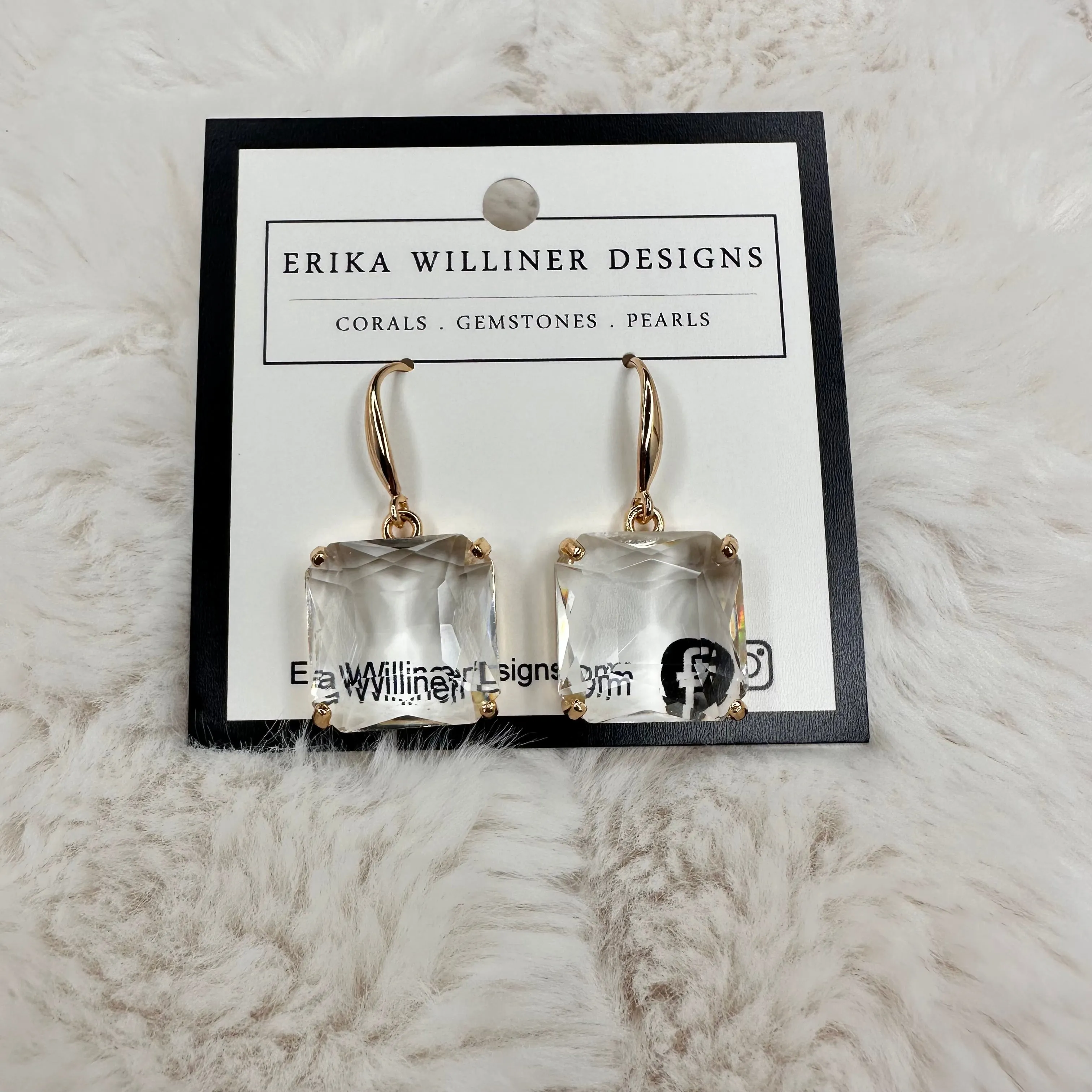 Cushion Crystal Pendant Earrings | Erika Williner Designs