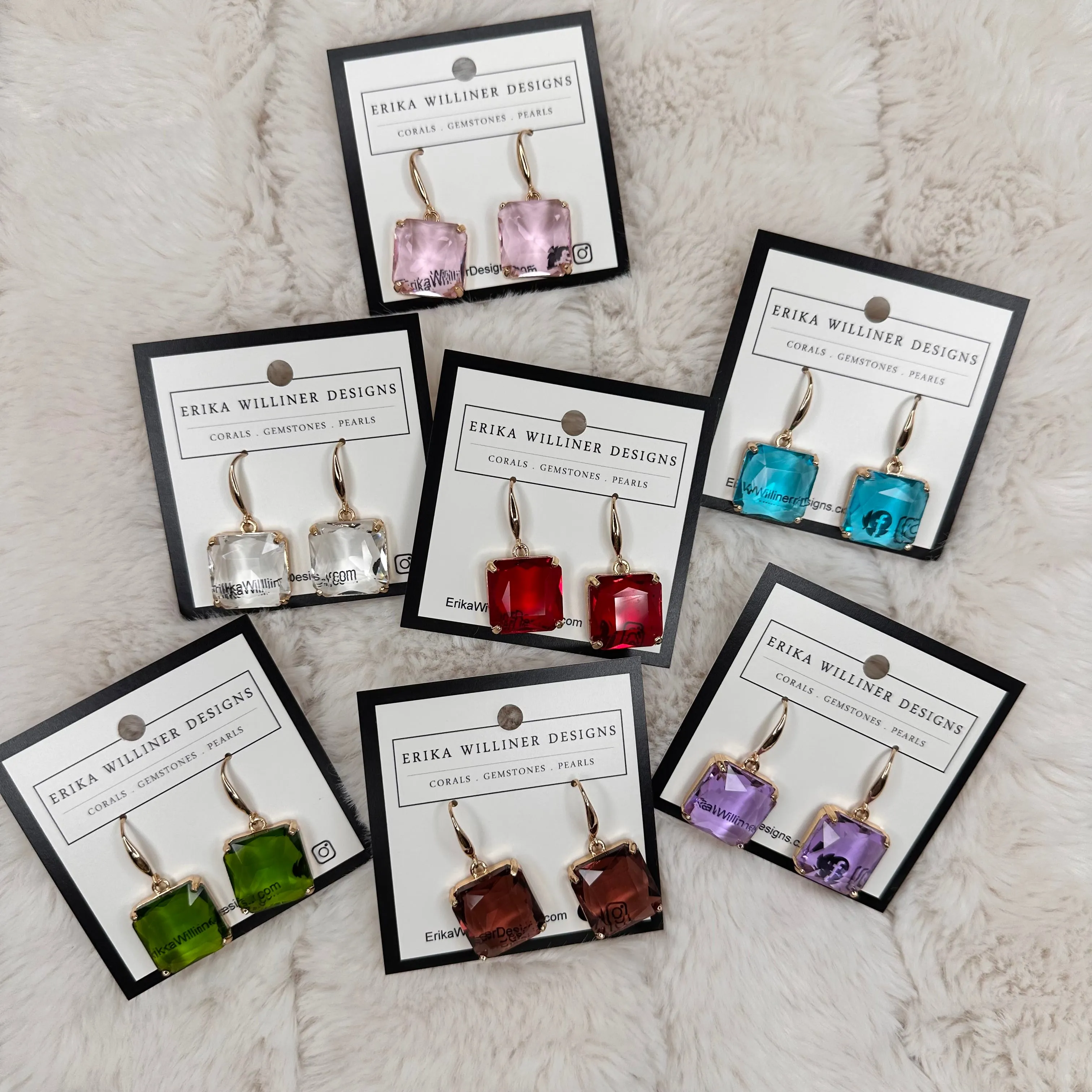 Cushion Crystal Pendant Earrings | Erika Williner Designs