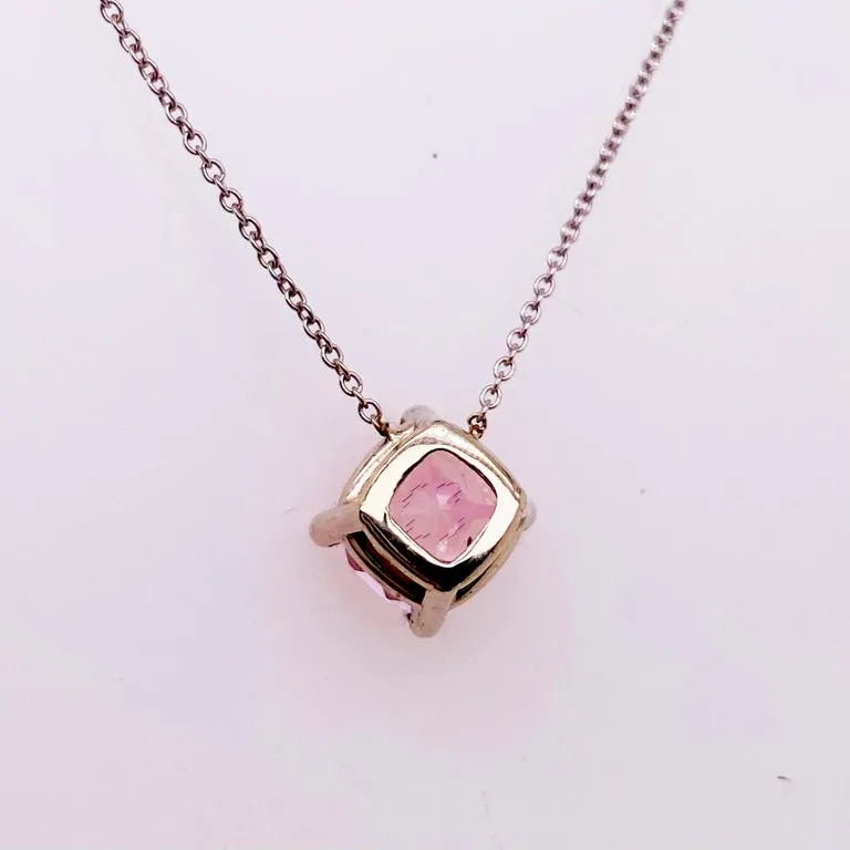 Cushion Pink Topaz Necklace