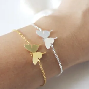 Cute Children Beautiful Butterfly Charm Bracelet for Girls Kids Women Gold Silver Color Best Friend Gift Stainless Steel Pulsera