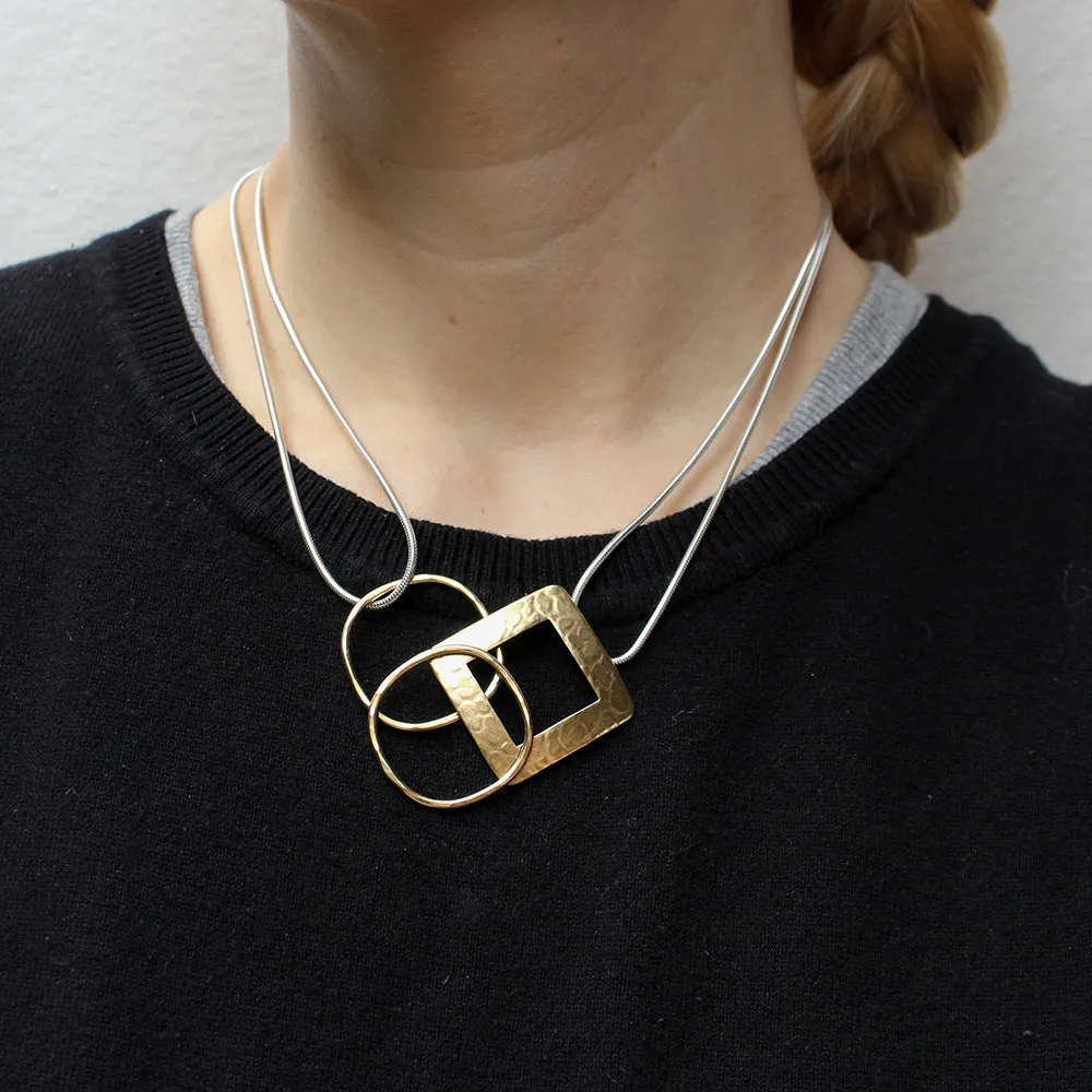 Cutout Square with Square Rings Necklace