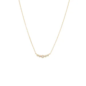 CZ Bezel Curved Bar Pendant Necklace 14K