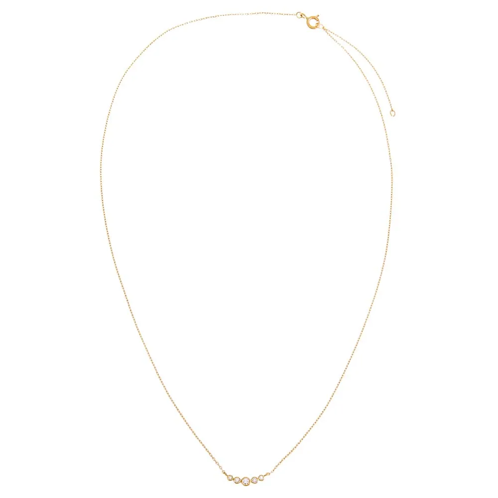 CZ Bezel Curved Bar Pendant Necklace 14K