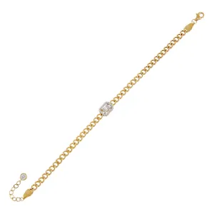 CZ Illusion Cuban Bracelet 14K