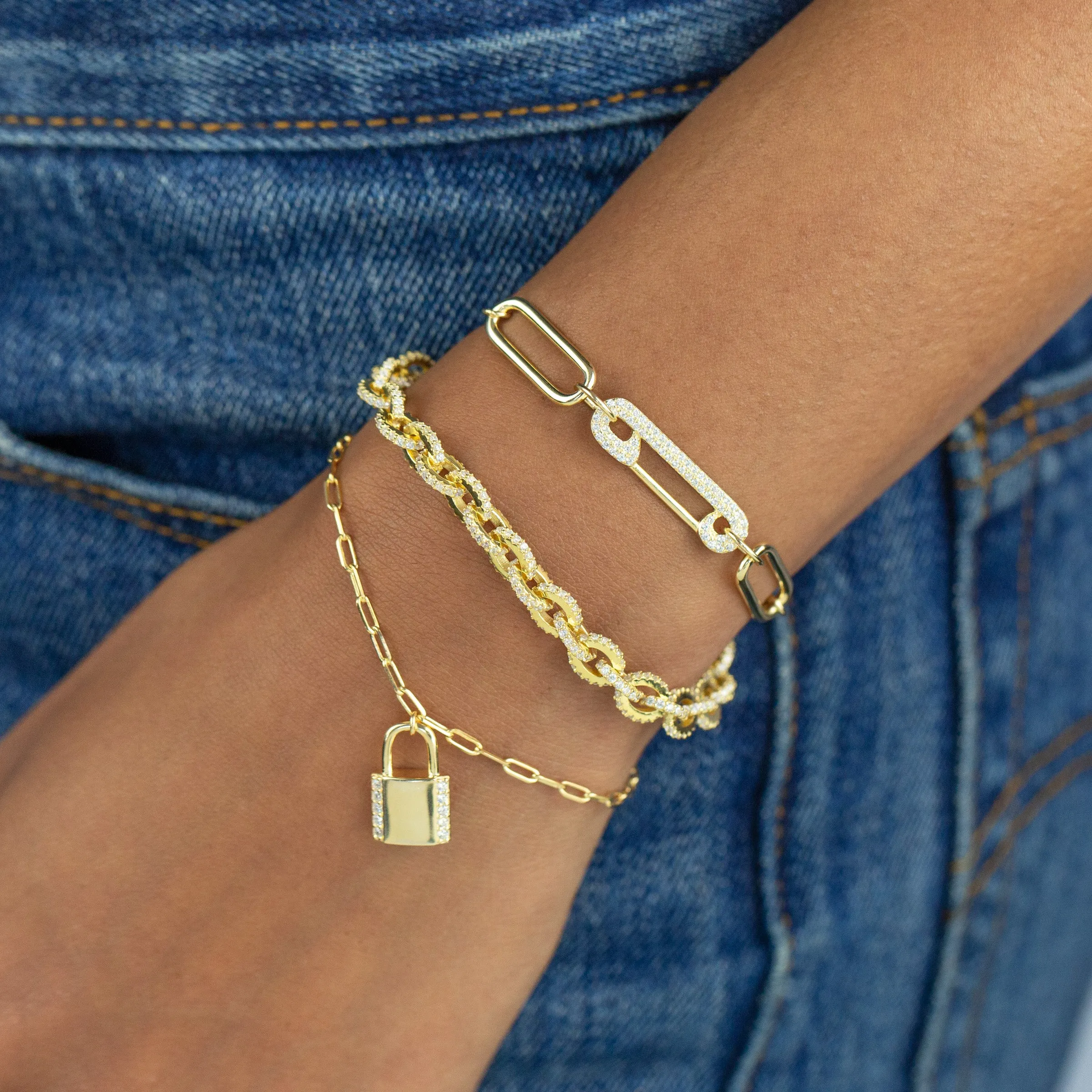 CZ Lock Link Bracelet