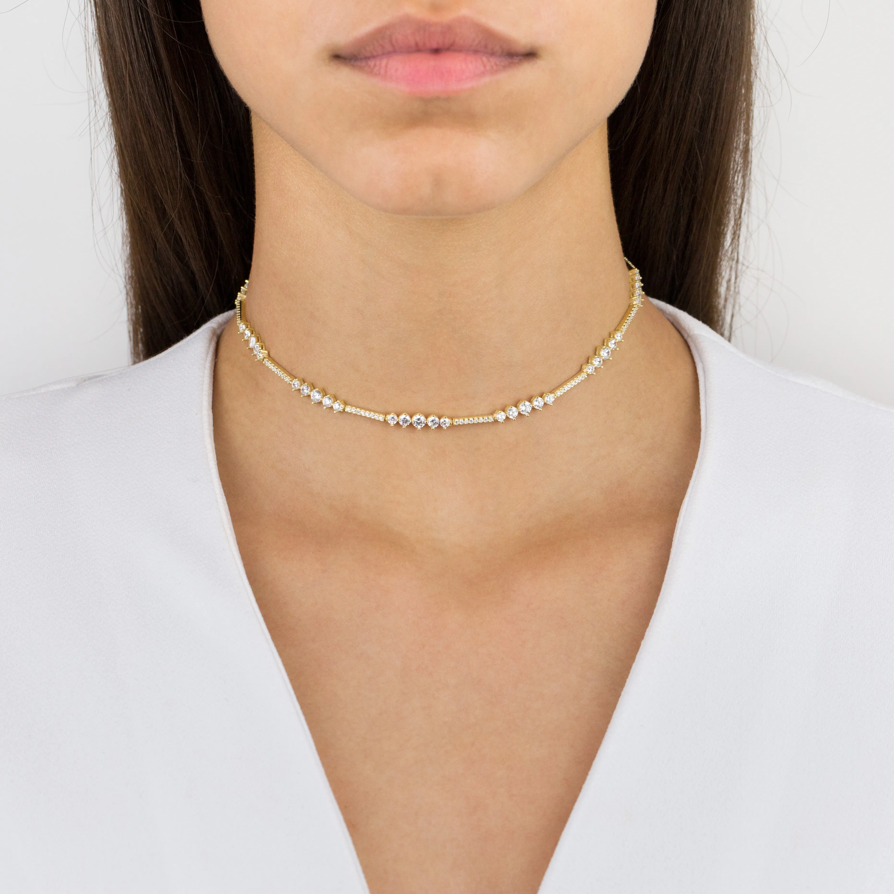 CZ Round X Bar Choker