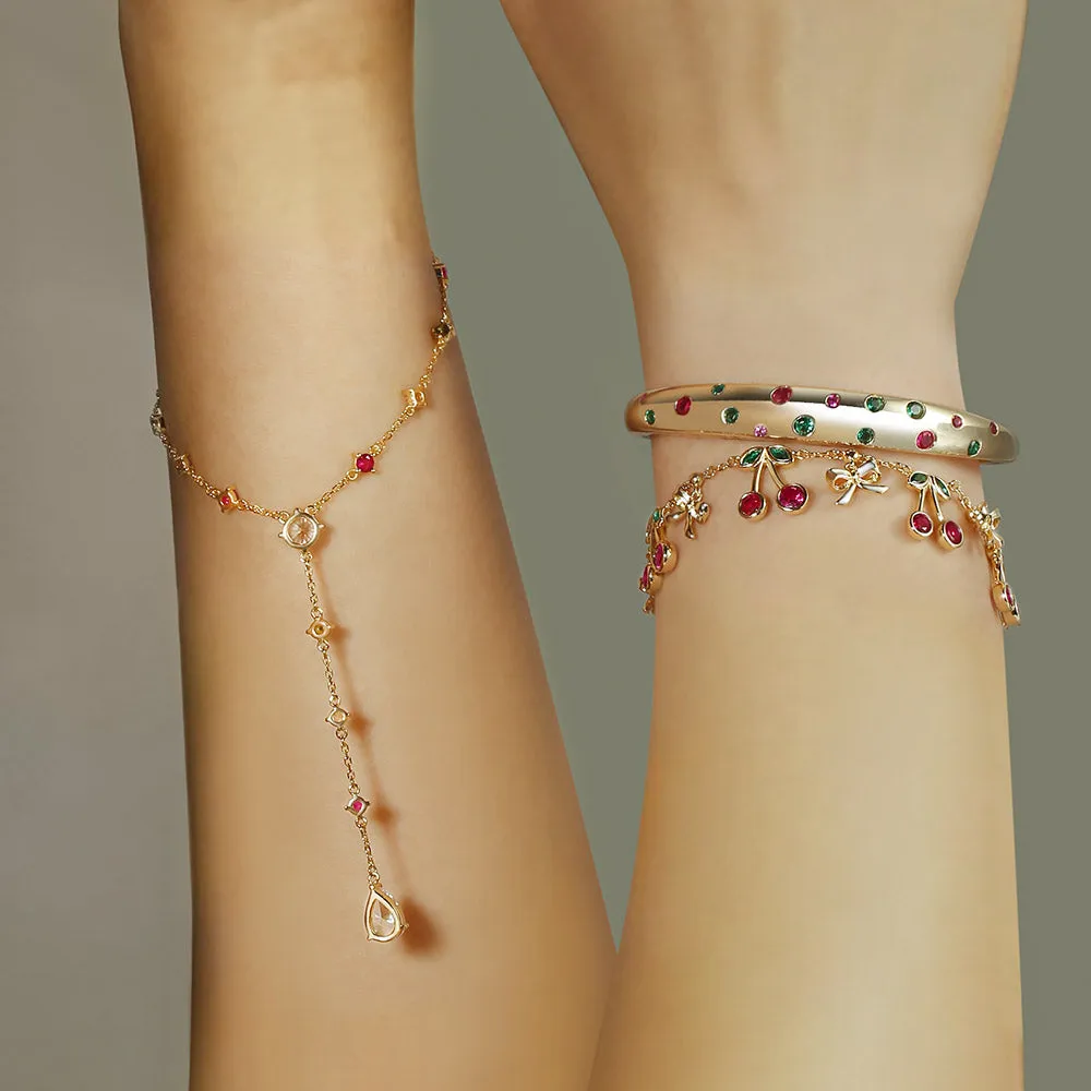 Dainty Cherry Charm Bracelet