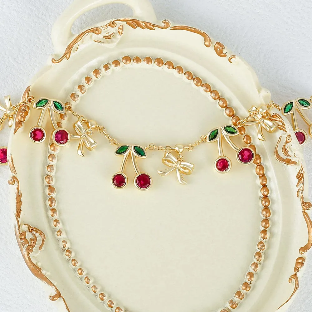 Dainty Cherry Charm Bracelet