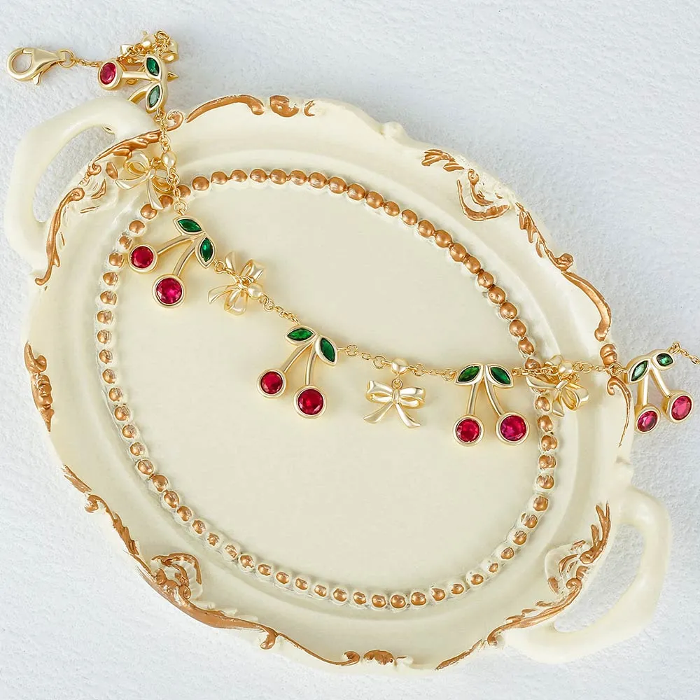 Dainty Cherry Charm Bracelet