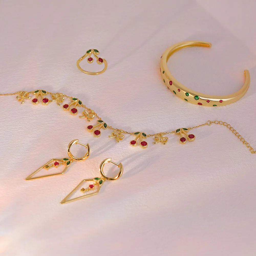 Dainty Cherry Charm Bracelet