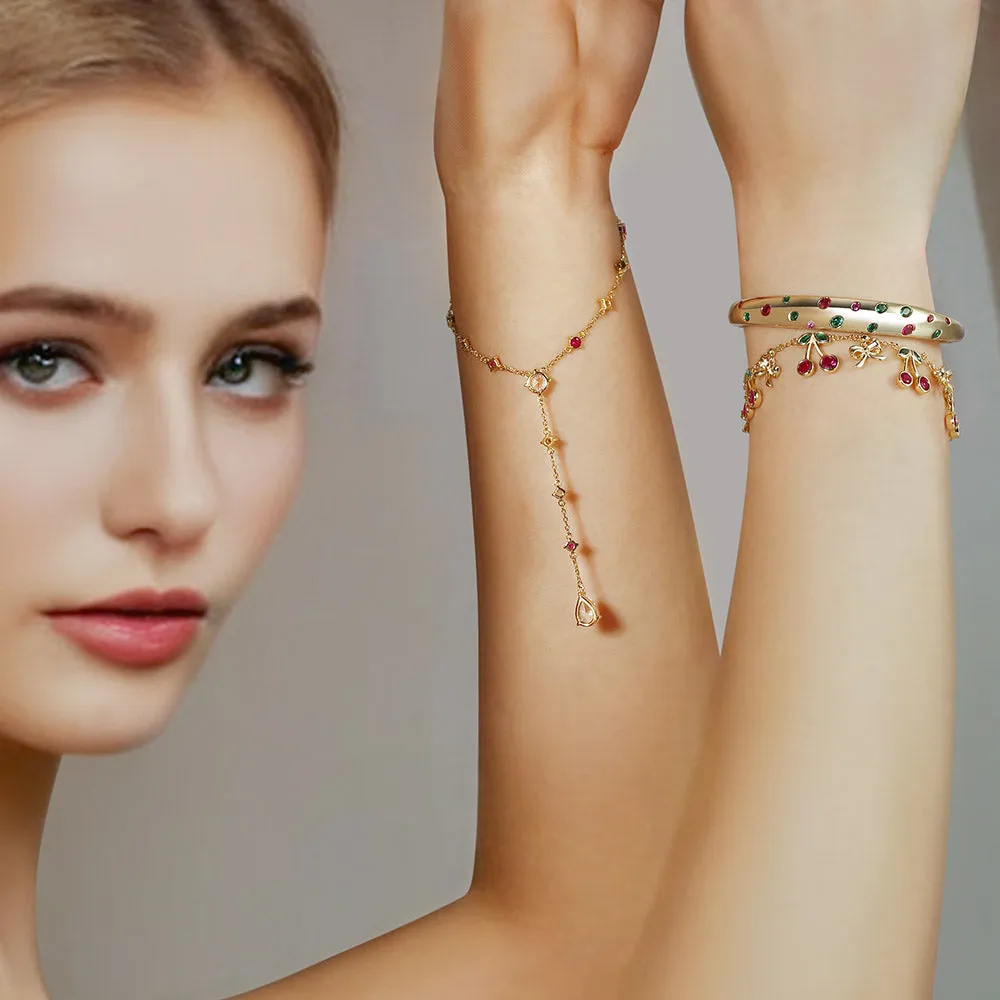 Dainty Cherry Charm Bracelet