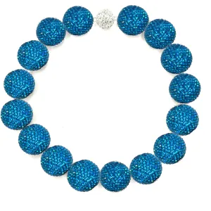 Deep Blue Crystal Sphere Statement Necklace